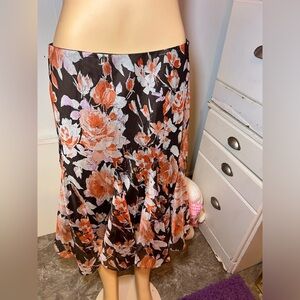 Ralph Lauren Double RL Floral A-Line Skirt - Brown and Orange